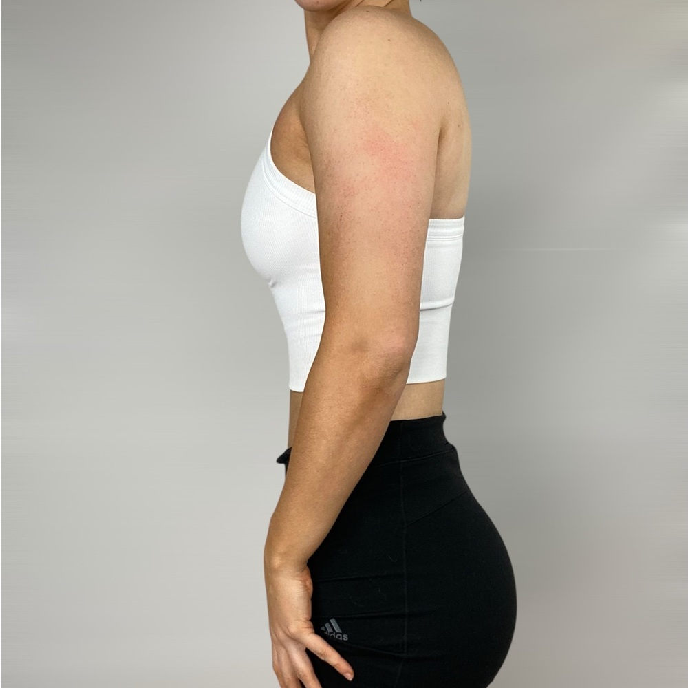 NOT FOR SALE ATHLETA Ribbed High Neck Racerback Square Neck Crop Tank Top Sports - Picture 2 of 8